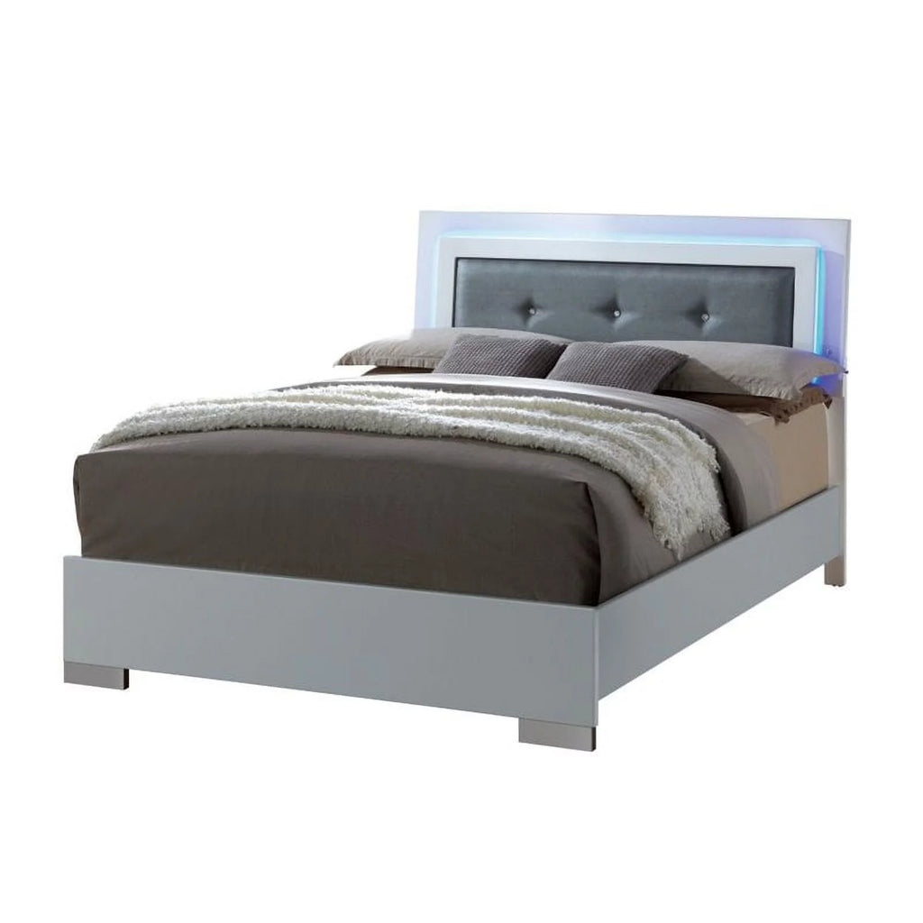Glossy White Wood Bedroom Set King Q627