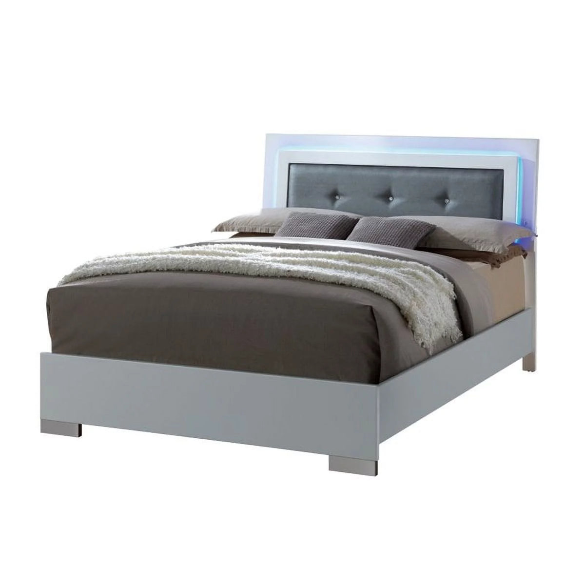 Glossy White Wood Bedroom Set King Q627