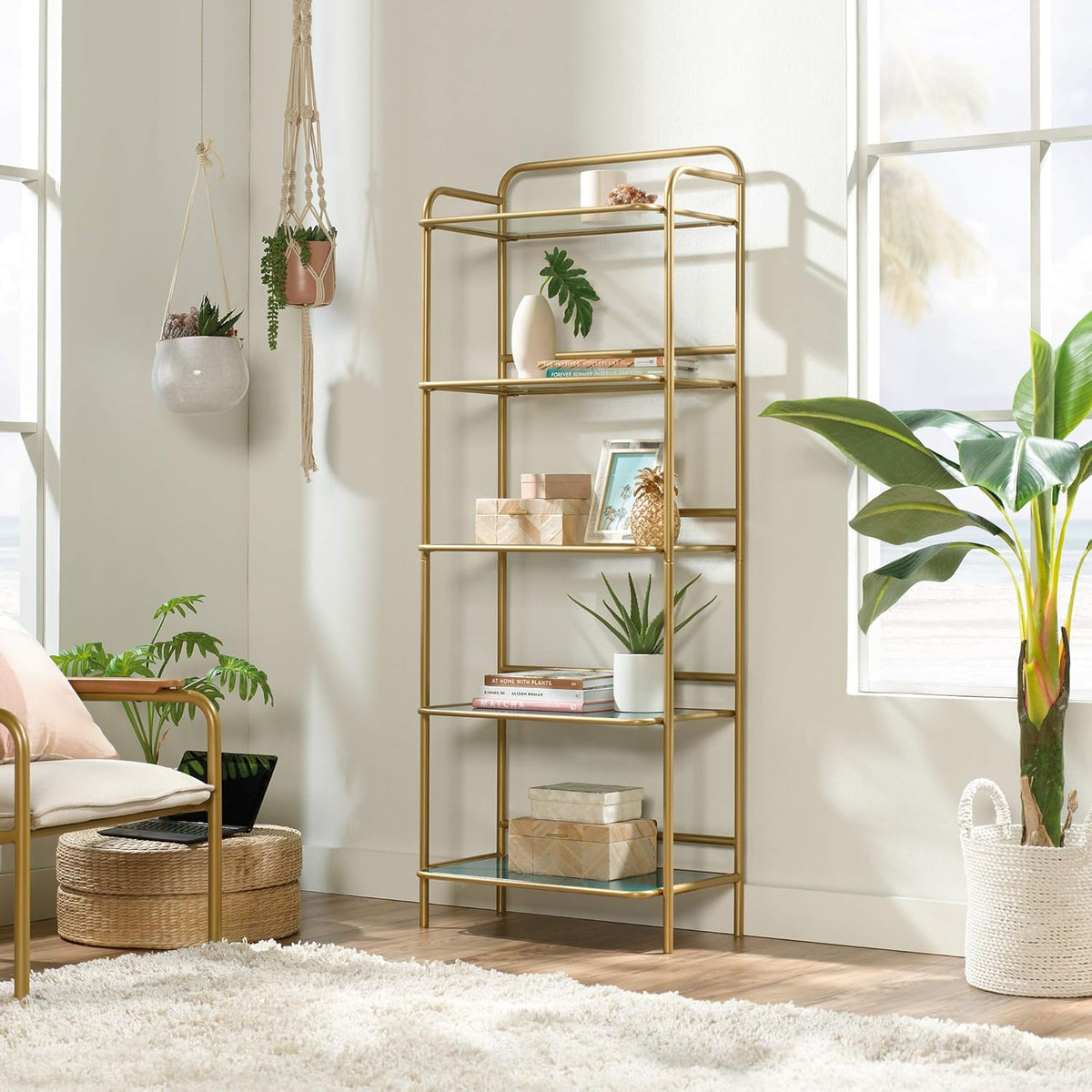 Satin Gold Bookcase K1775