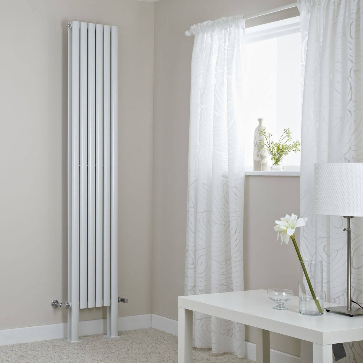 White Double Vertical Radiator V197