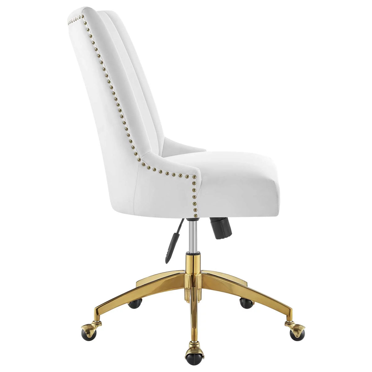 White Gold Channel Tufted Velvet Office Chair Y60206