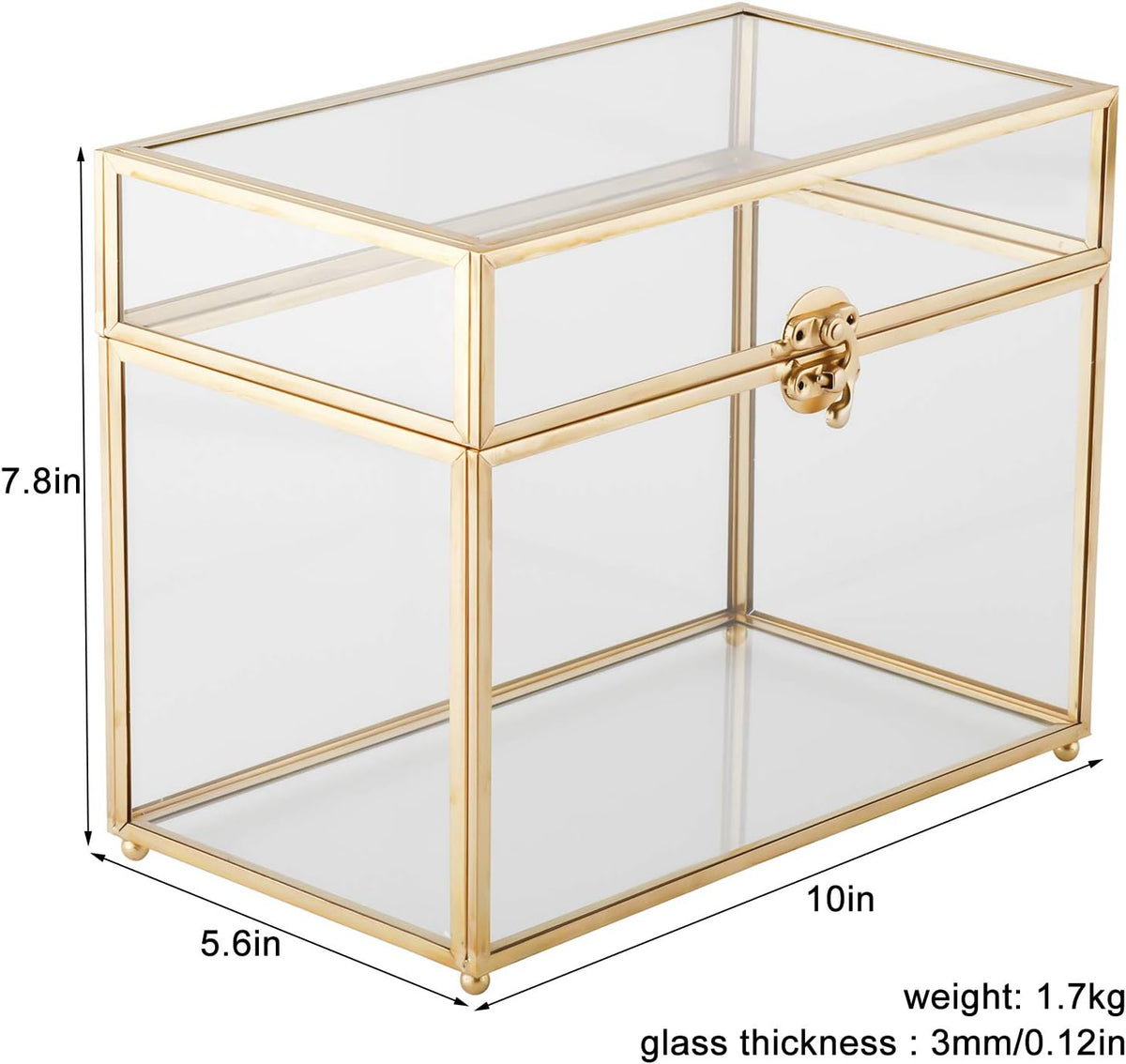 Gold Clear Rectangle Glass Card Box E31102