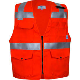 Flame Resistant Hi-Vis Survey Vest, Non-ANSI, XL, Orange M956014