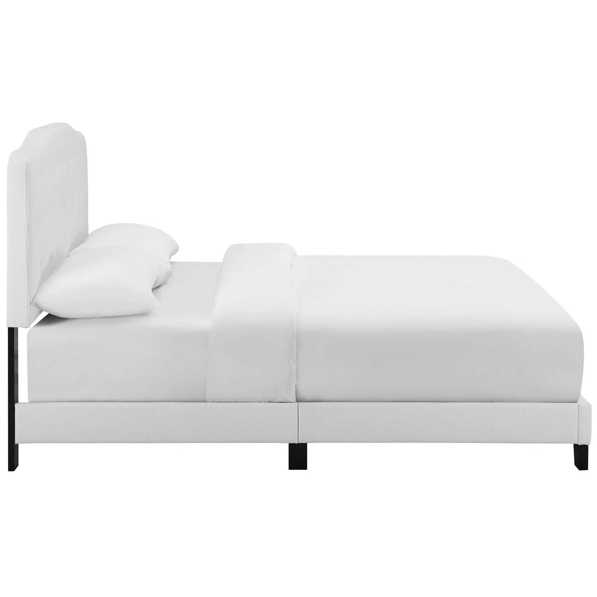 Full Upholstered Fabric Bed in White N10639