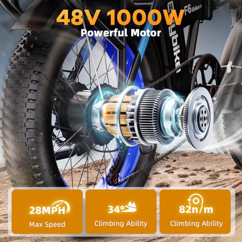 20" Fat Tire Folding Electric Bike with 48V 20AH Removable Battery L89829