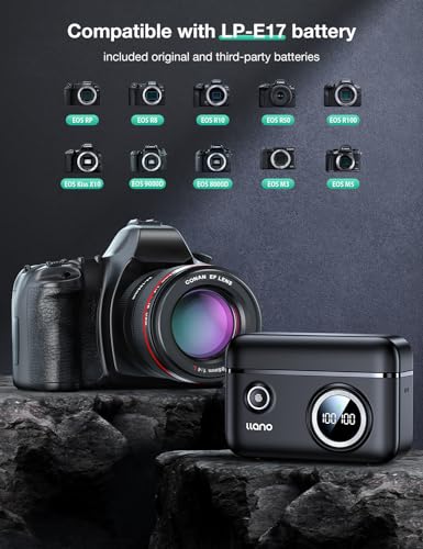 2-Pack LP-E17 Batteries and 18W Fast Dual USB Charger with Smart Display and Magnetic Snap Cover X7651