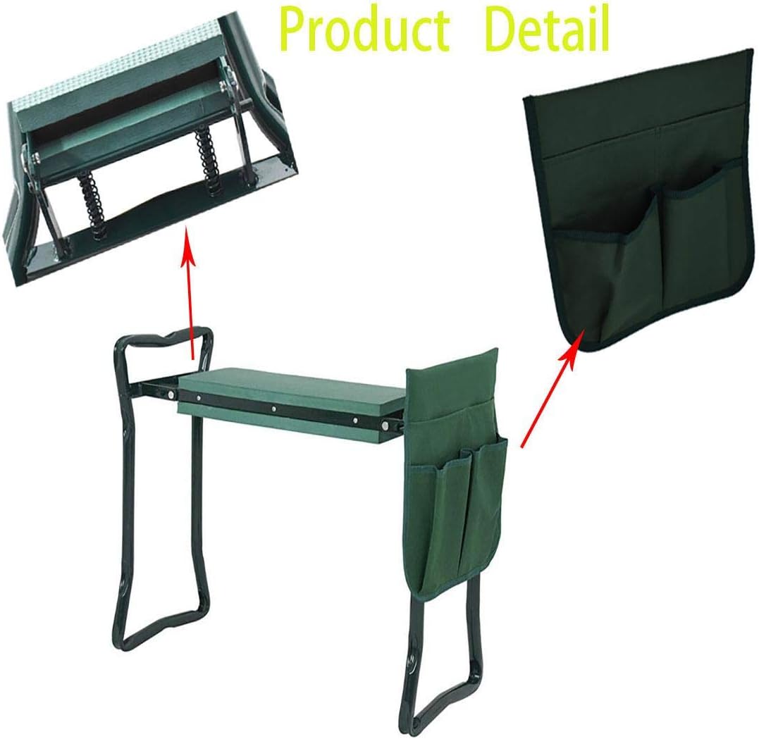 Foldable Garden Kneeler Stool with Tool Pouch and Kneeling Pad F73171