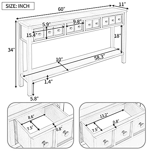 Sideboard Console Table with 2 Drawers and Bottom Shelf V6961