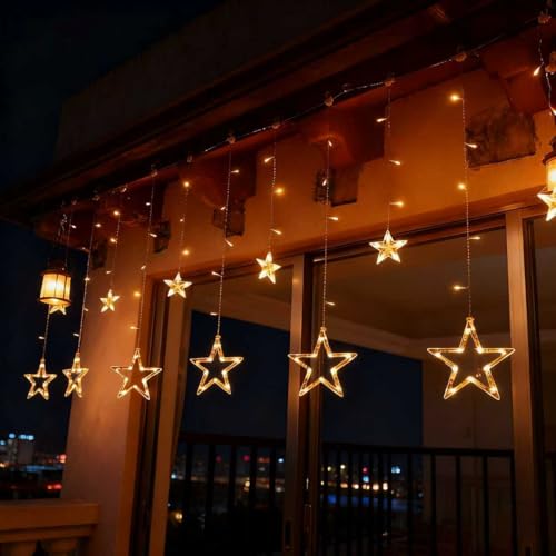 138 LED Star String Lights with Timer, Warm White I192922