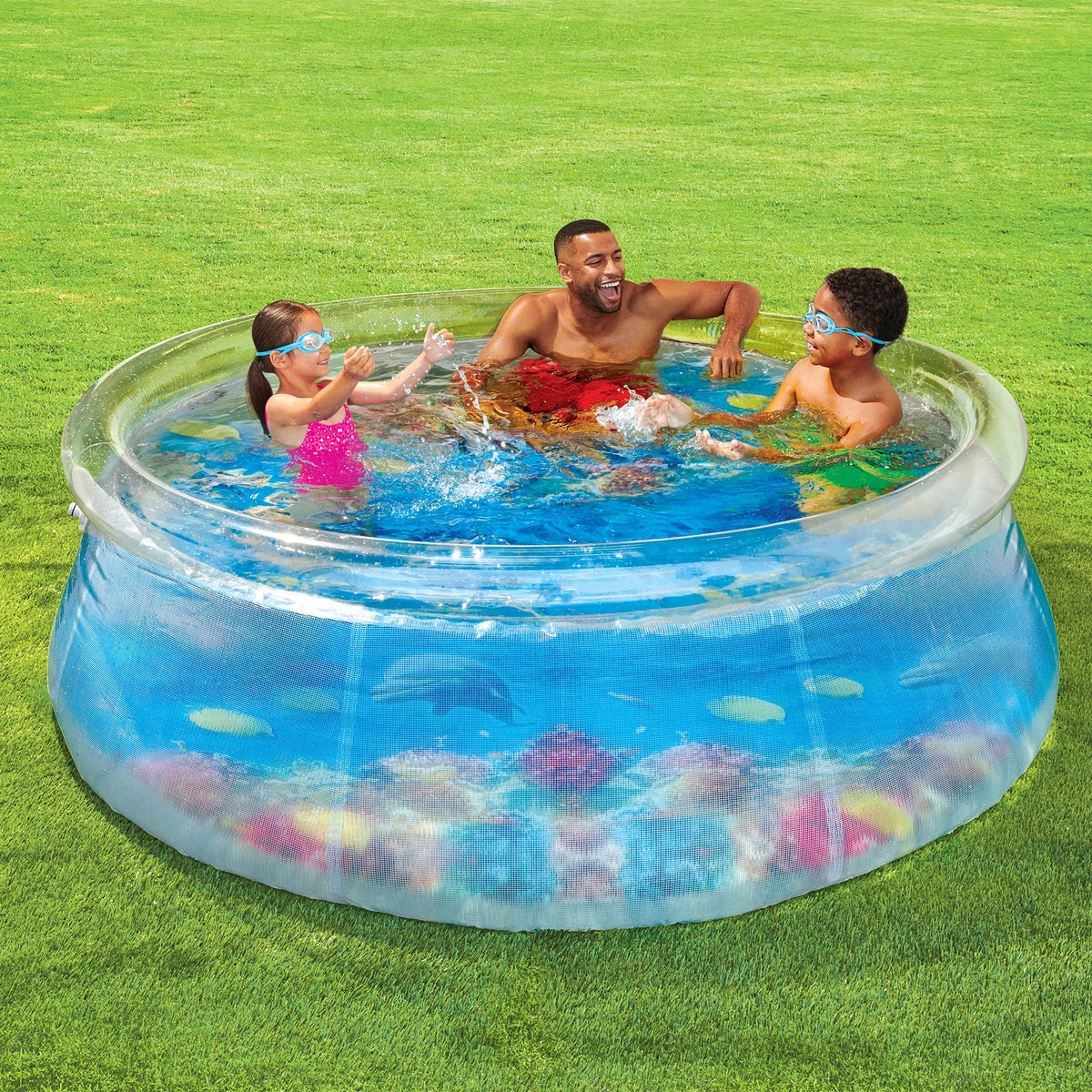 8-Foot Round 3D Transparent Quick Set Above Ground Pool T270