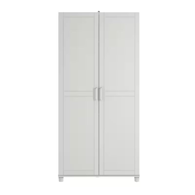 White Wood Freestanding Garage Cabinet A5830