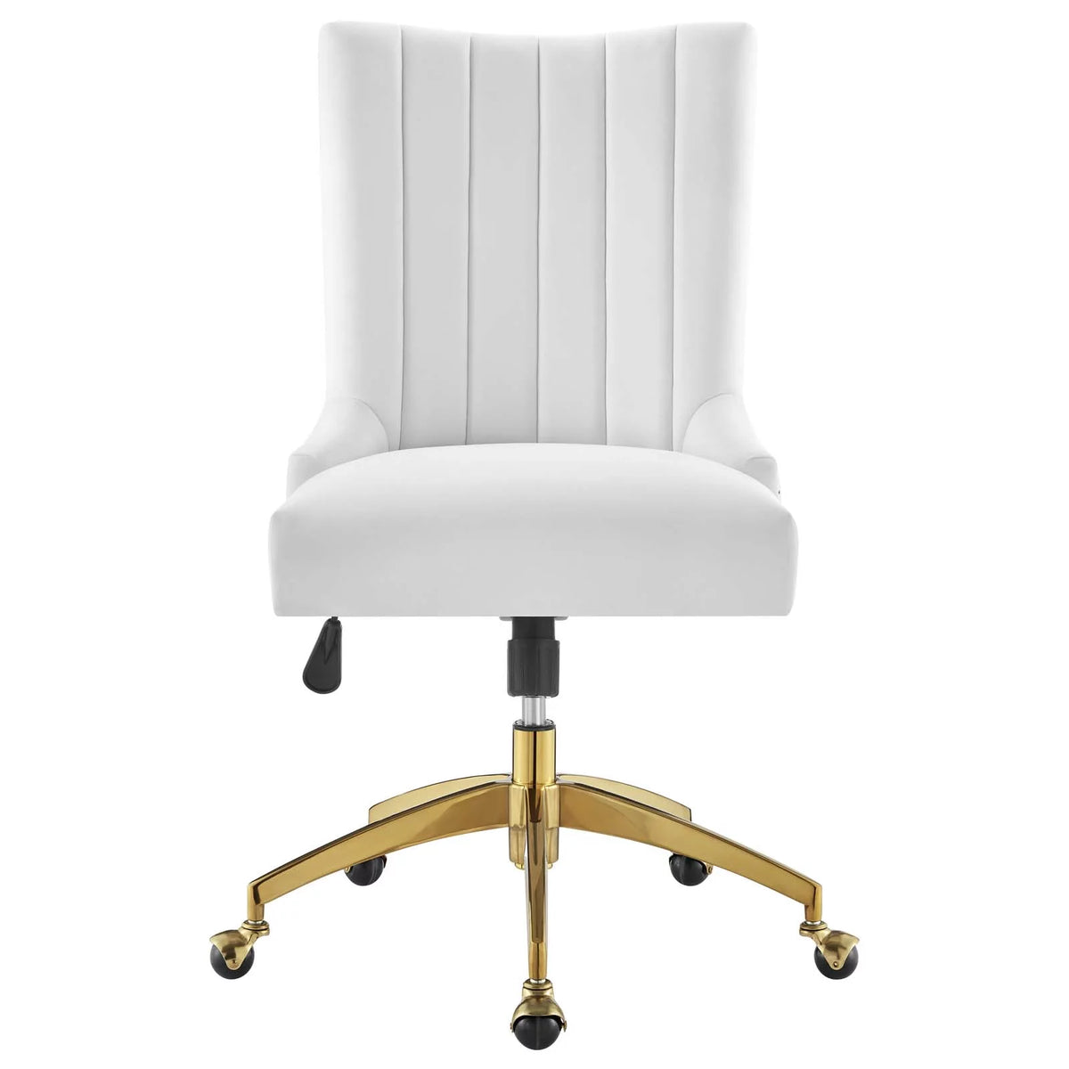 White Gold Channel Tufted Velvet Office Chair Y60206