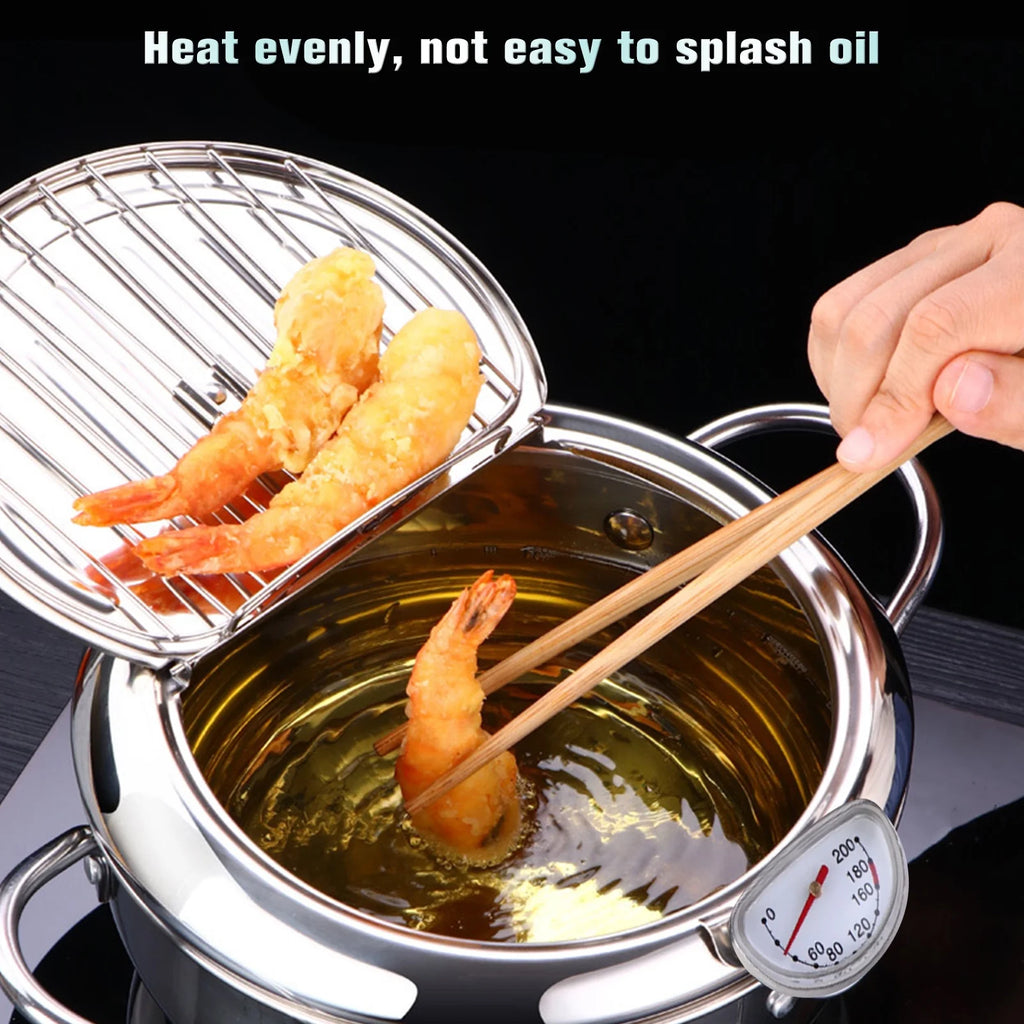 Stainless Steel Deep Fryer Pot with Oil Drip Drainer Rack H1220