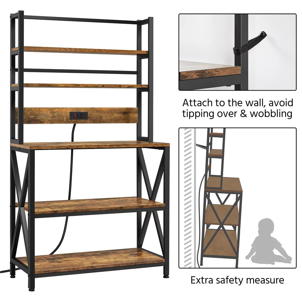 5-Tier Kitchen Baker’s Racks with Power Outlets C666971