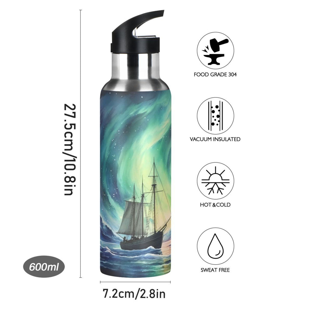 Stainless Steel Insulated Thermos Vacuum Flask Water Bottle with Straw Lid A75511