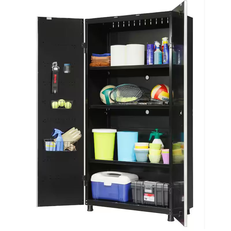 24-Gauge Steel Freestanding Garage Cabinet in Black A2055