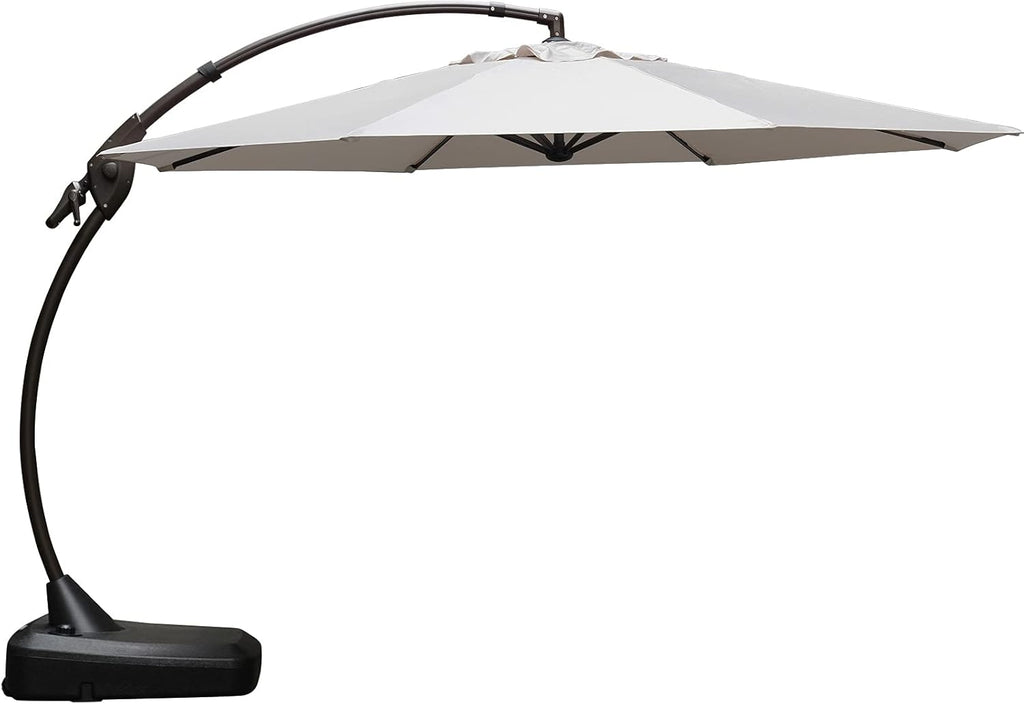 11 FT Curvy Aluminum Offset Umbrella with Base A5977