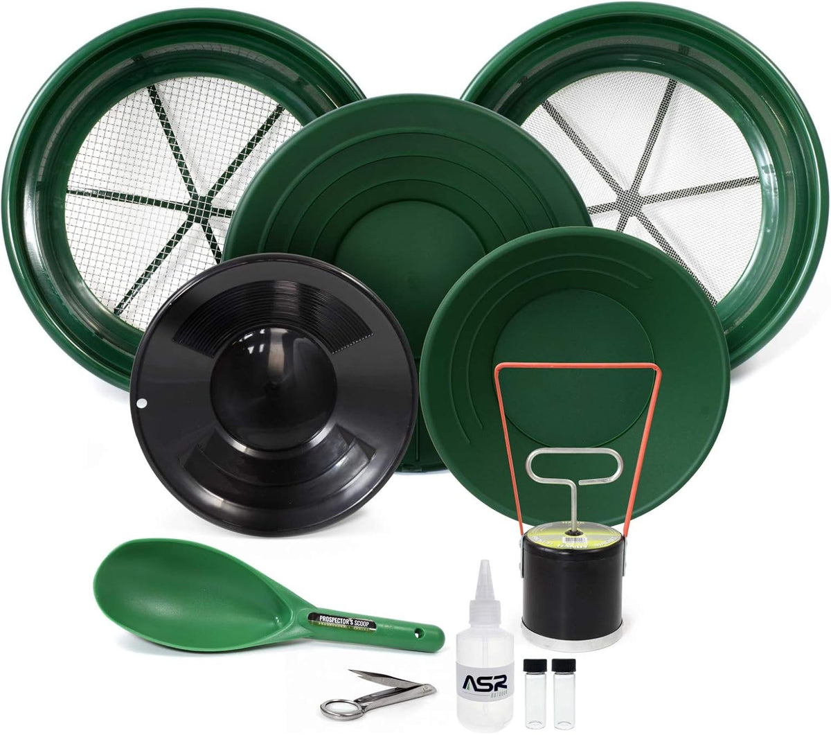 11pc Gold Prospecting Kit with Classifier Screen and Gold Pans D330537
