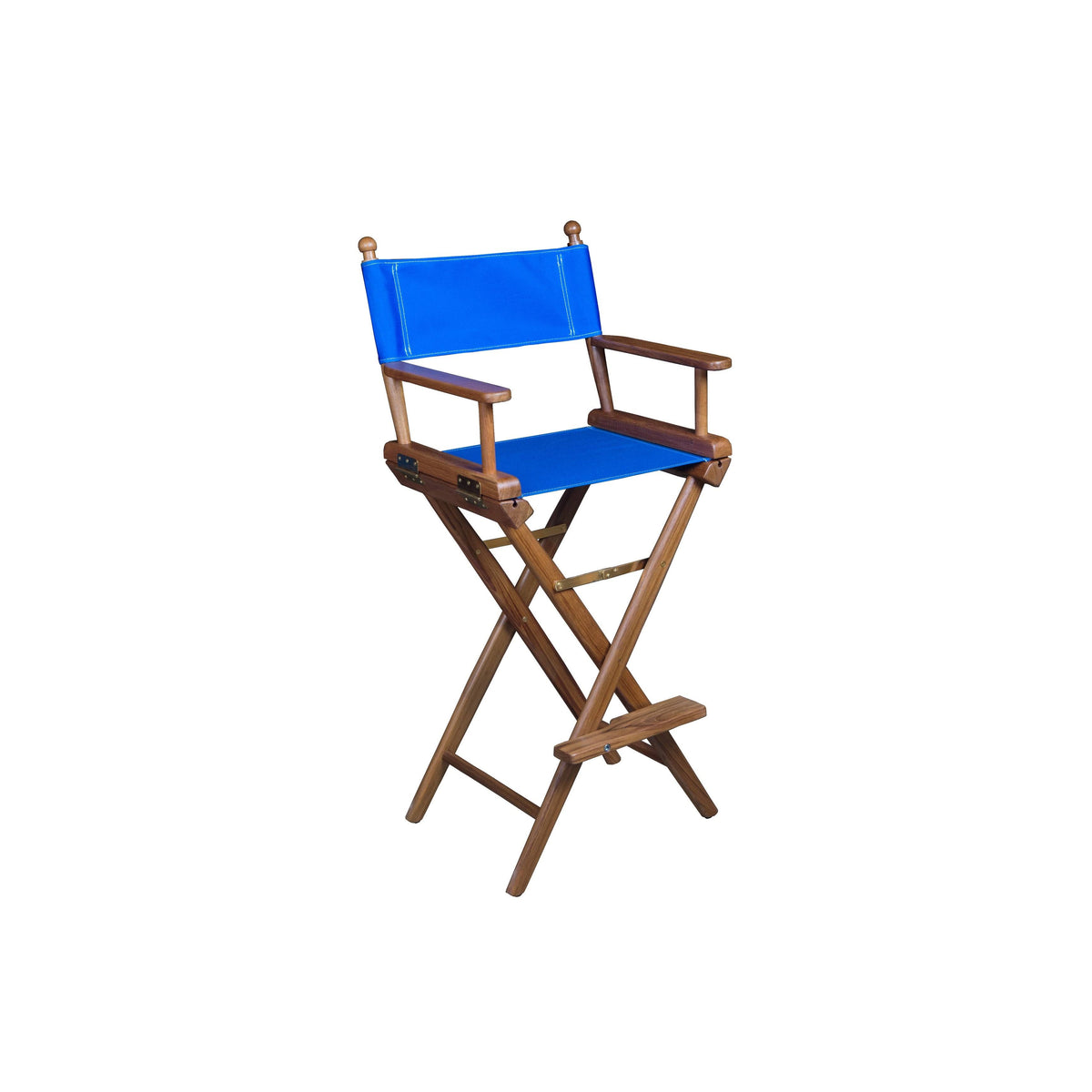 Teak Captain's Chair with Blue Seat Covers D809302