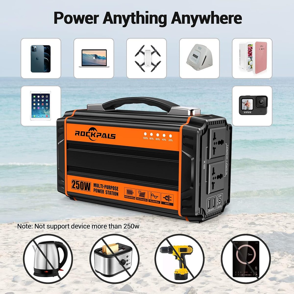 250-Watt Portable Lithium Battery Generator with 110V AC Outlet R1037