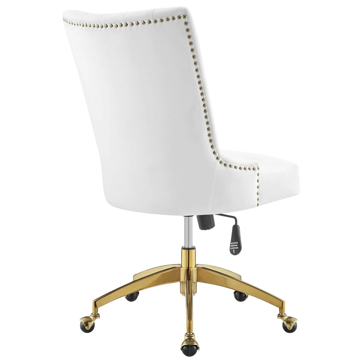 White Gold Channel Tufted Velvet Office Chair Y60206