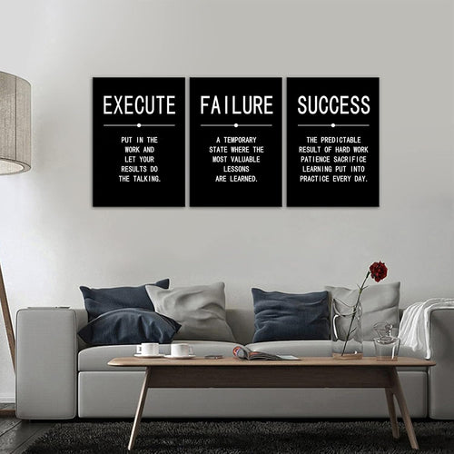 3 Pieces Black Framed Canvas Wall Art A724