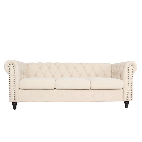 3 Piece Microfiber Sofa and 2-Loveseat Set in Cream Q9073