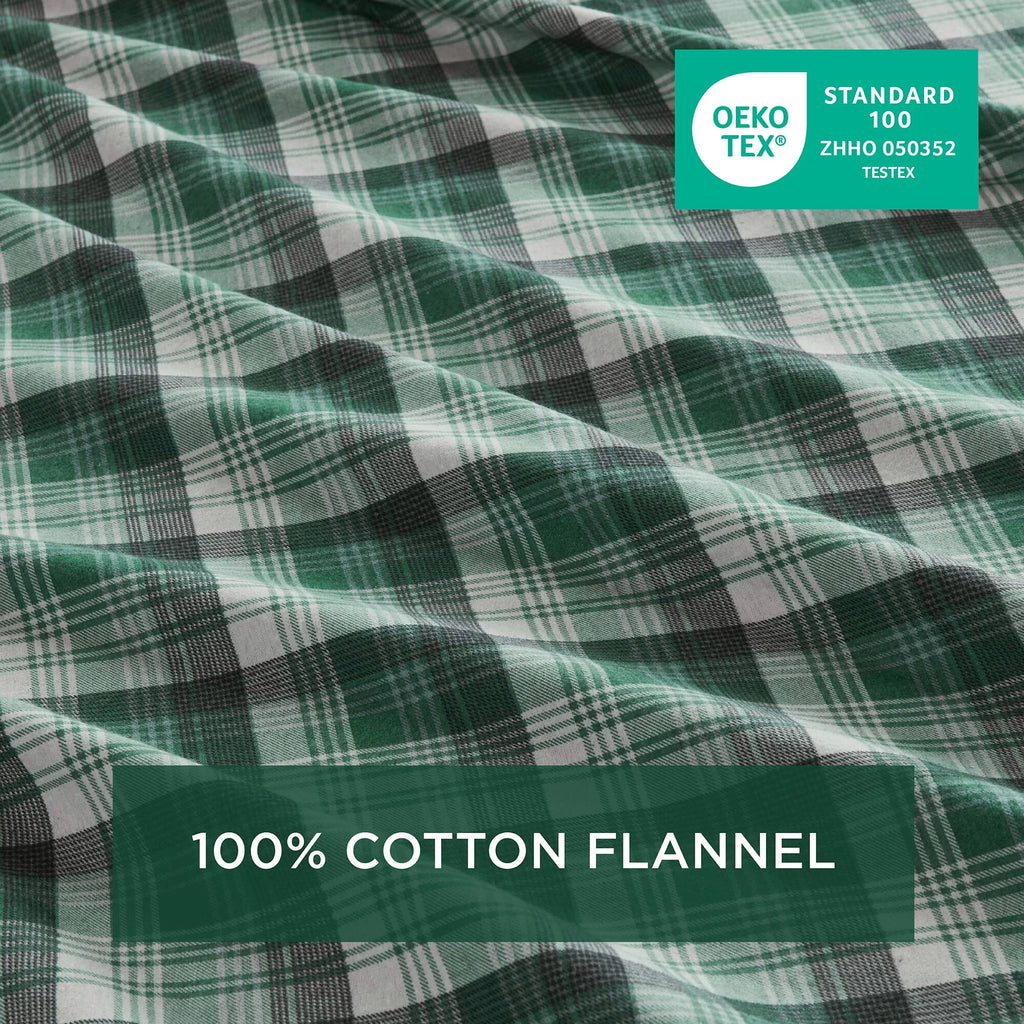 Green Plaid 4 PCS Cal King Sheet Set E70746