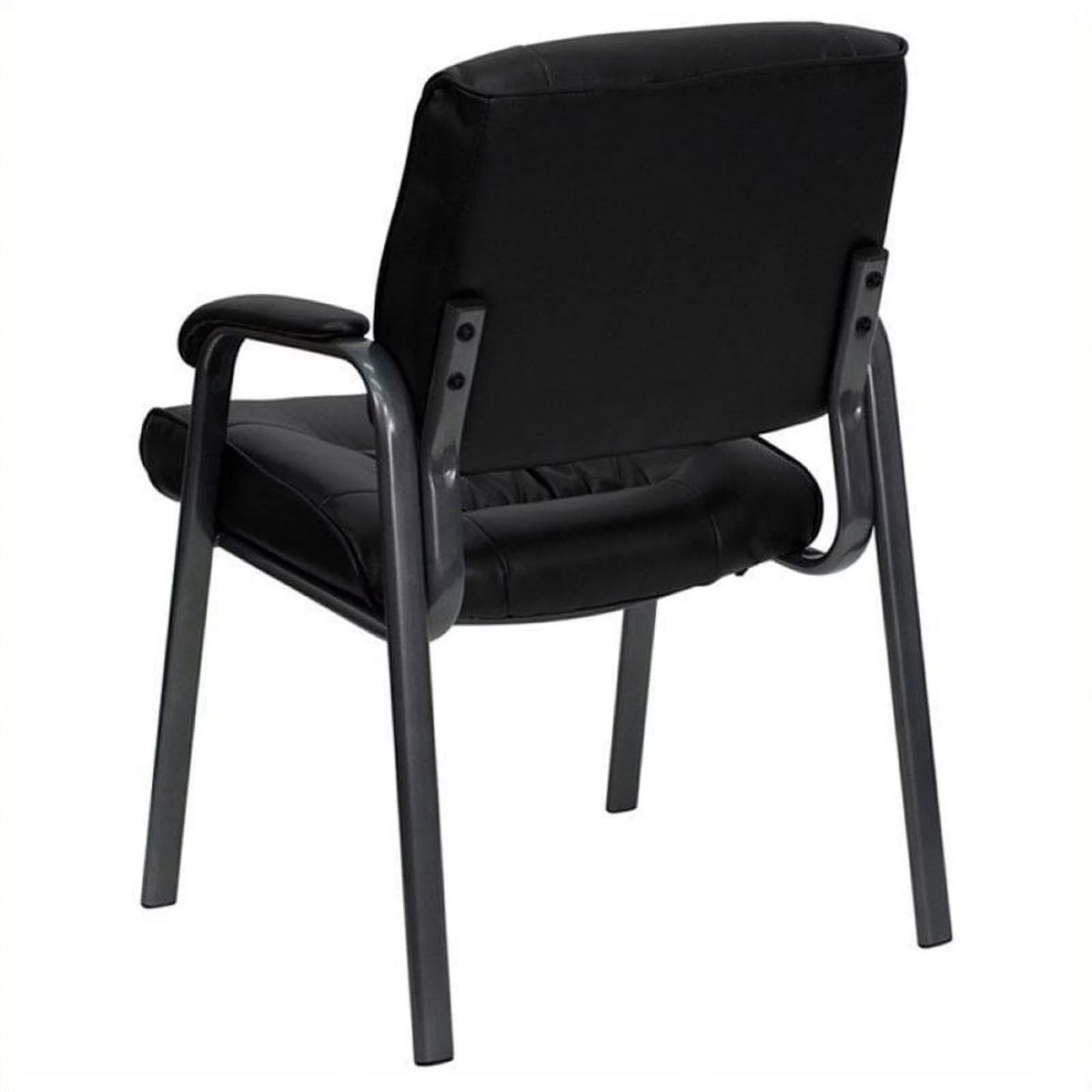 Black Leather Guest Chair with Titanium Frame G114429