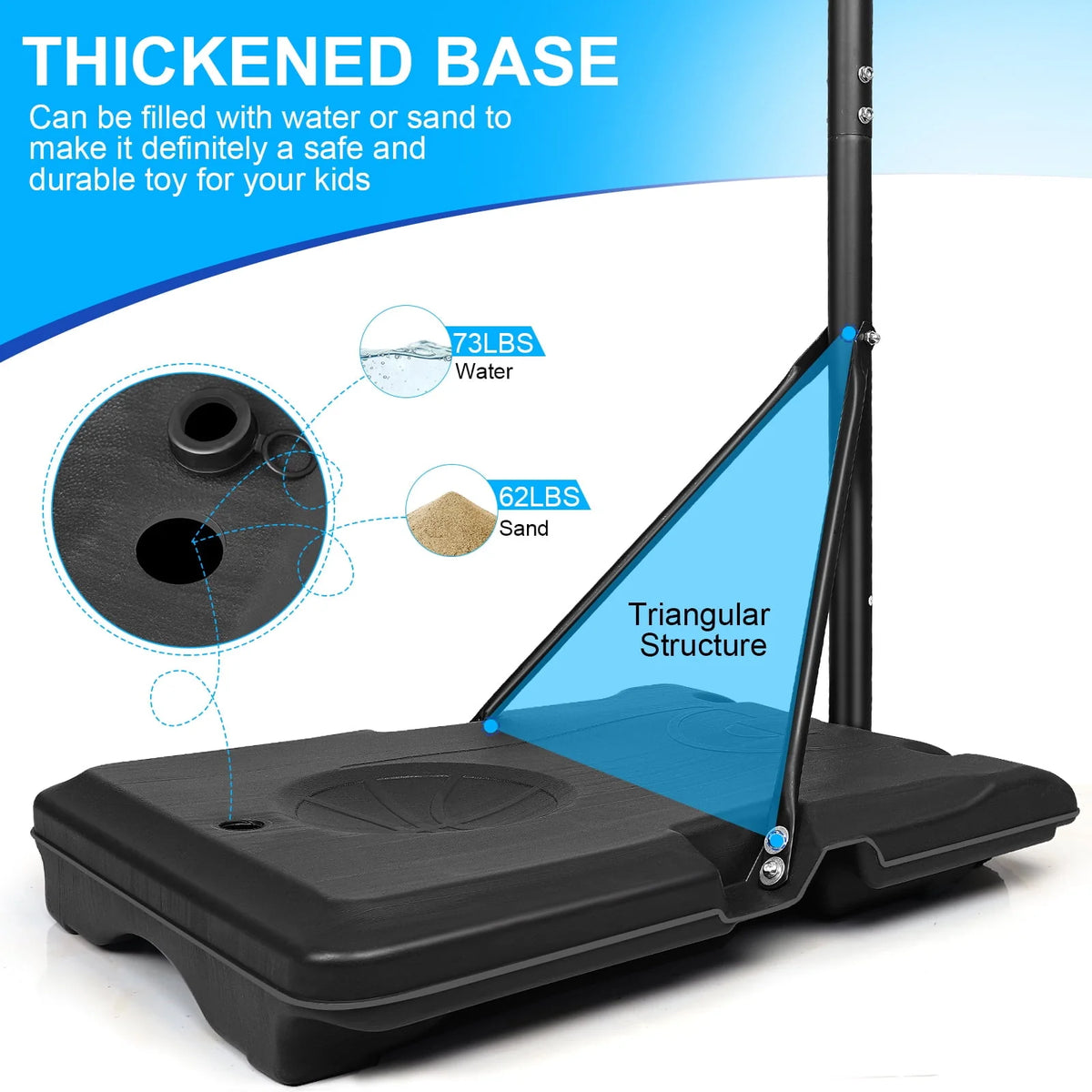Height Adjustable Portable Basketball Hoop with Wheels B696