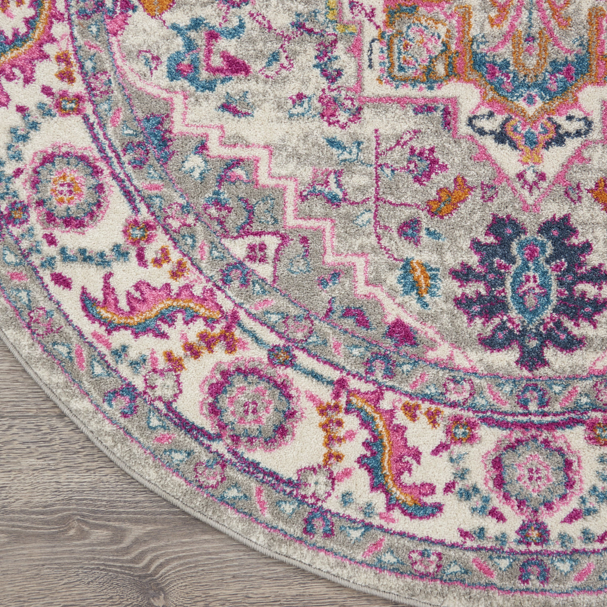 Light Grey Pink 4' Round Area Rug B441258