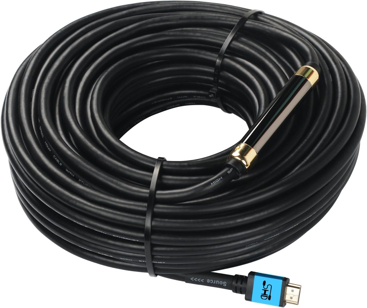 100 Feet HDMI Cable with Signal Booster, Black L40578
