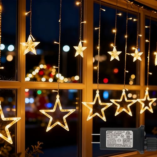 138 LED Star String Lights with Timer, Warm White I192922