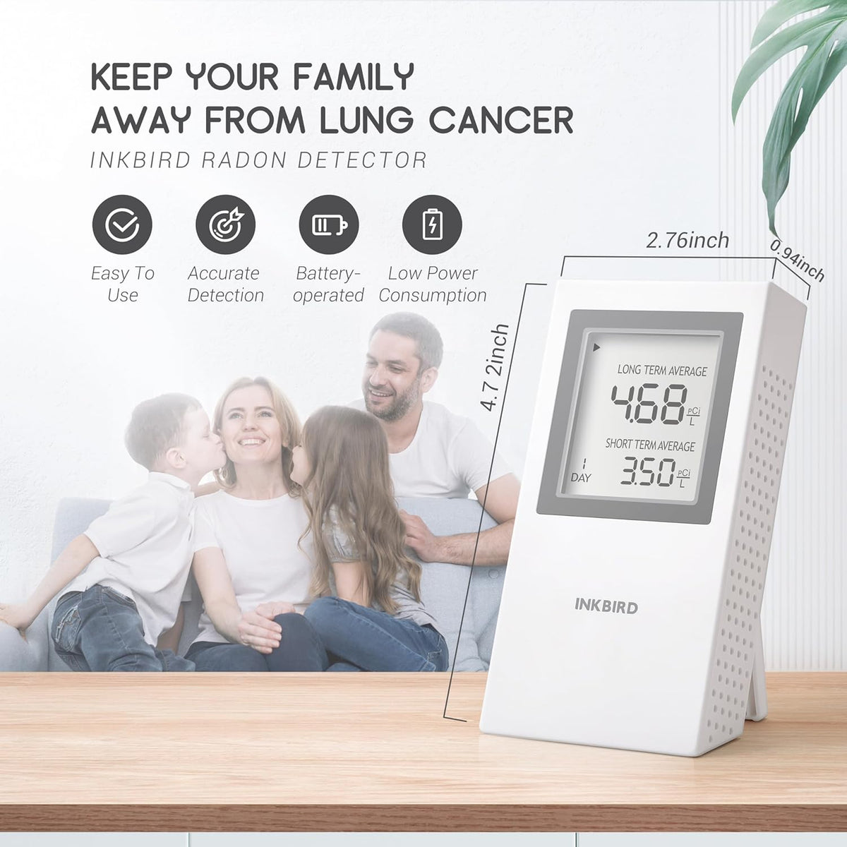 Portable Radon Detector Battery Operated T636