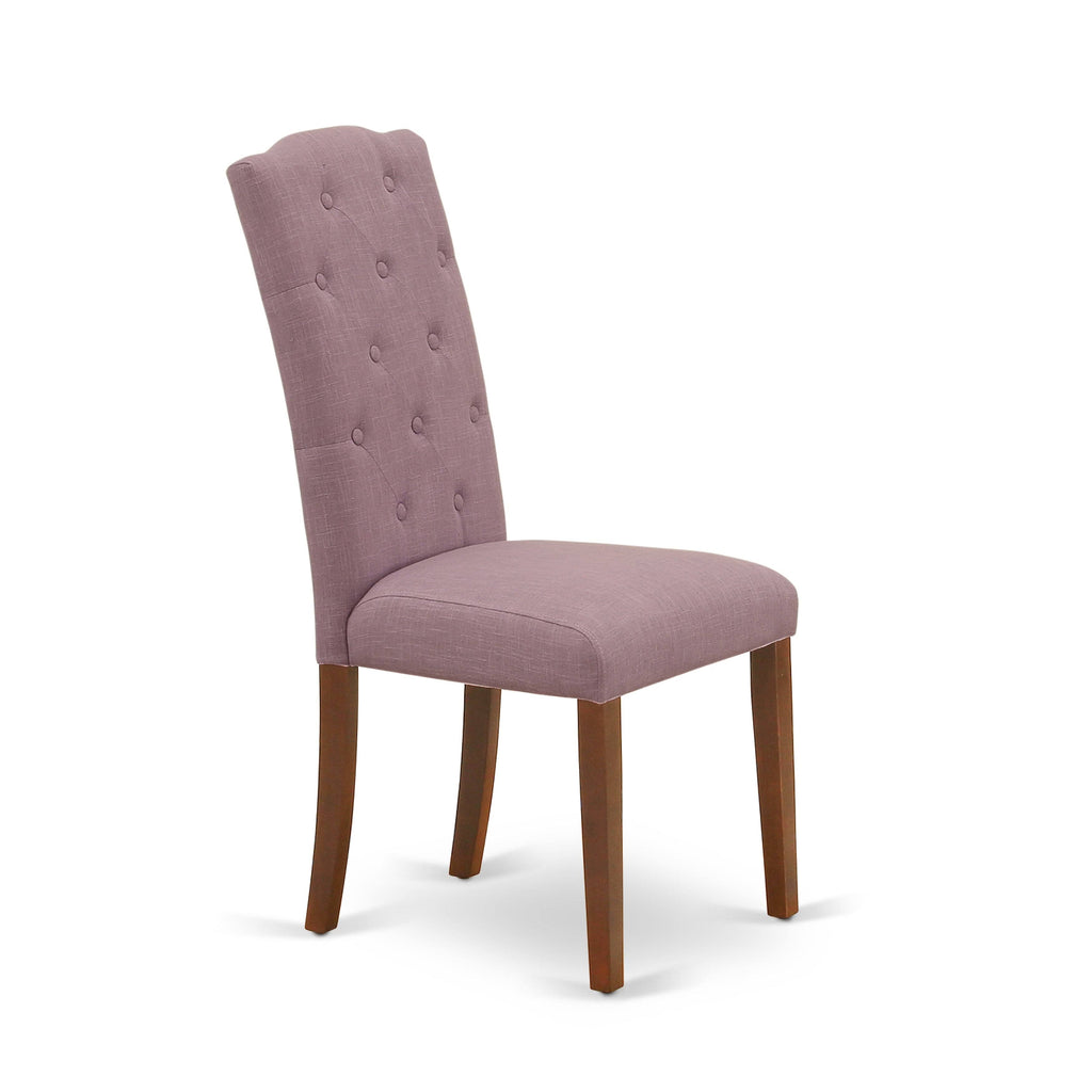 Set of 2 Linen Fabric Chairs with Mahogany Leg A491