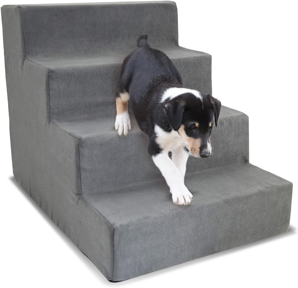 Brown Pet Ramp 4-Steps Stairs with Removable MicroSuede Cover R247