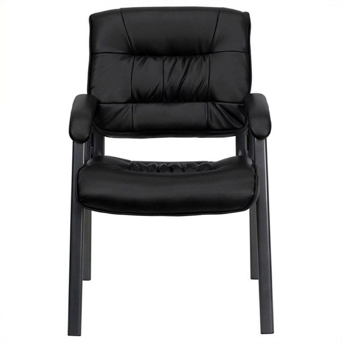 Black Leather Guest Chair with Titanium Frame G114429