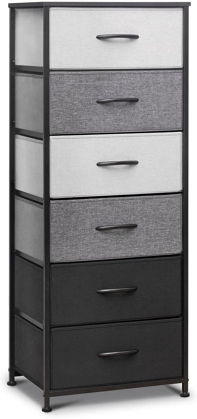 6 Drawers Fabric Dresser with Metal Frame and Wooden Top F30175