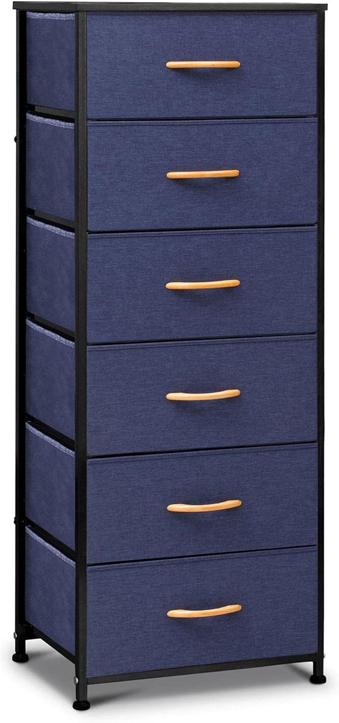 6 Drawers Fabric Dresser with Metal Frame and Wooden Top F30175