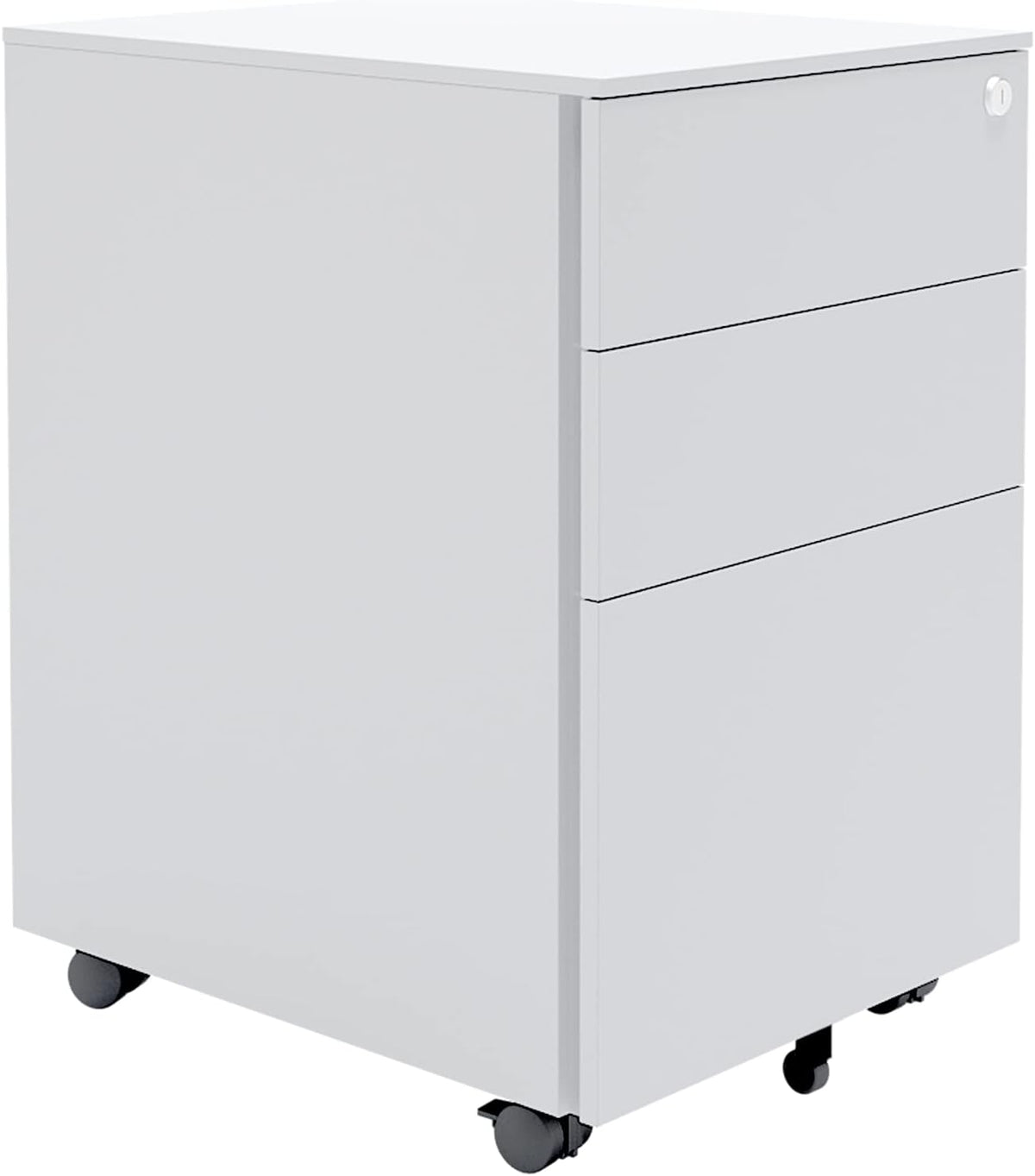 White Three Drawer Filing Cabinet with Rolling Casters X868849