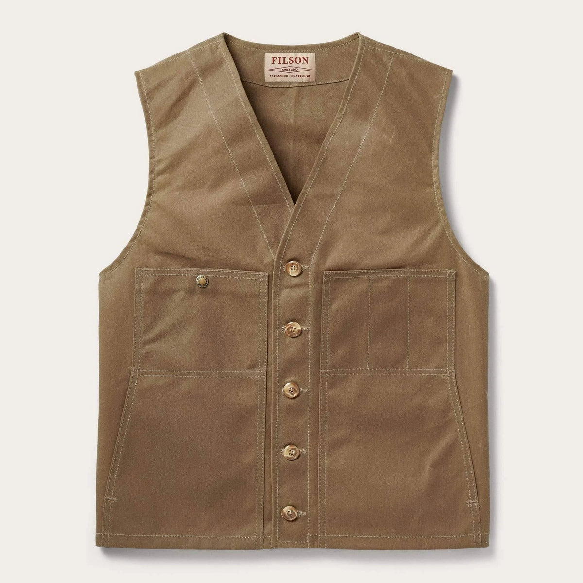 Dark Tan Oil Tin Cloth Vest D821264