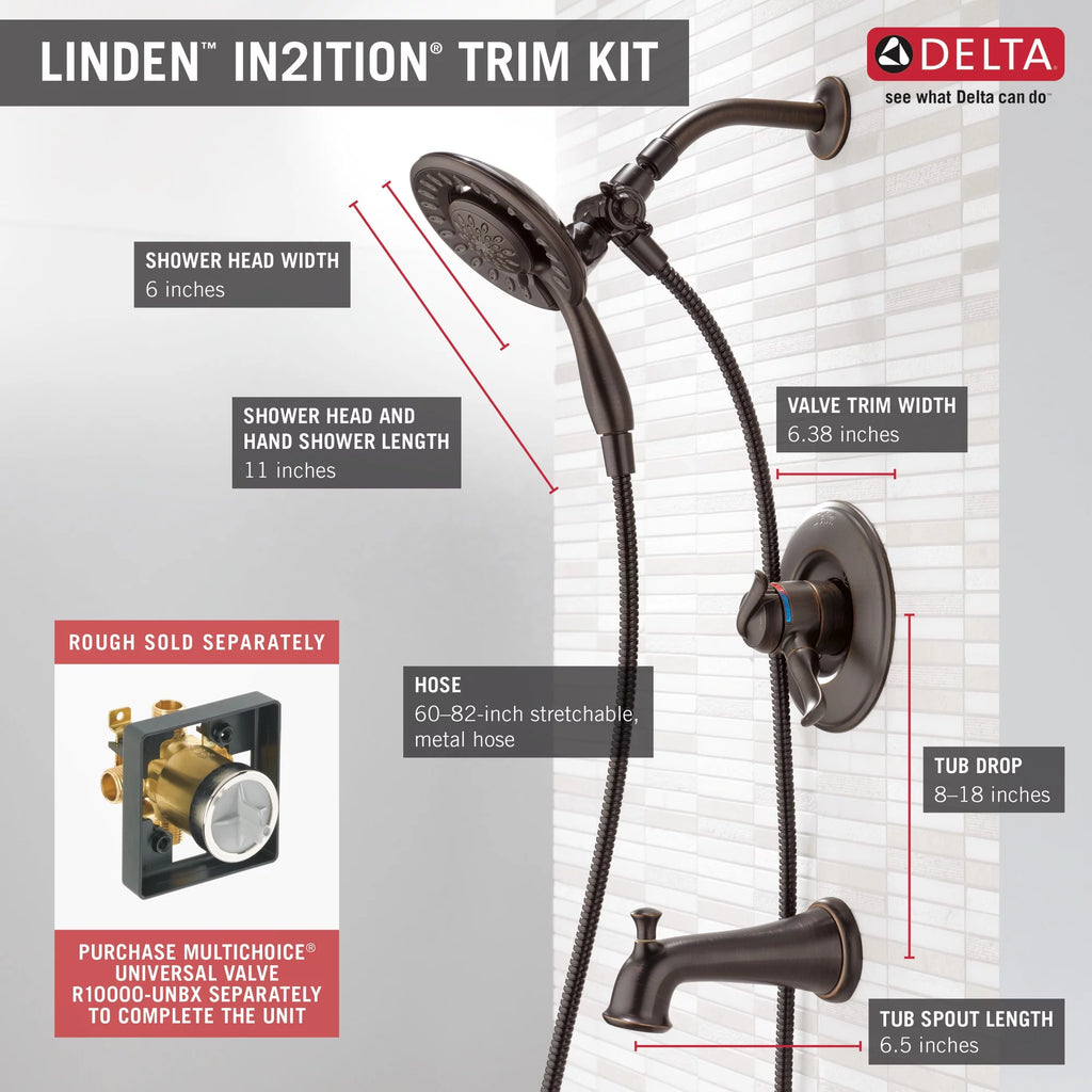 Tub & Shower Trim with In2ition in Venetian Bronze Faucet T2844