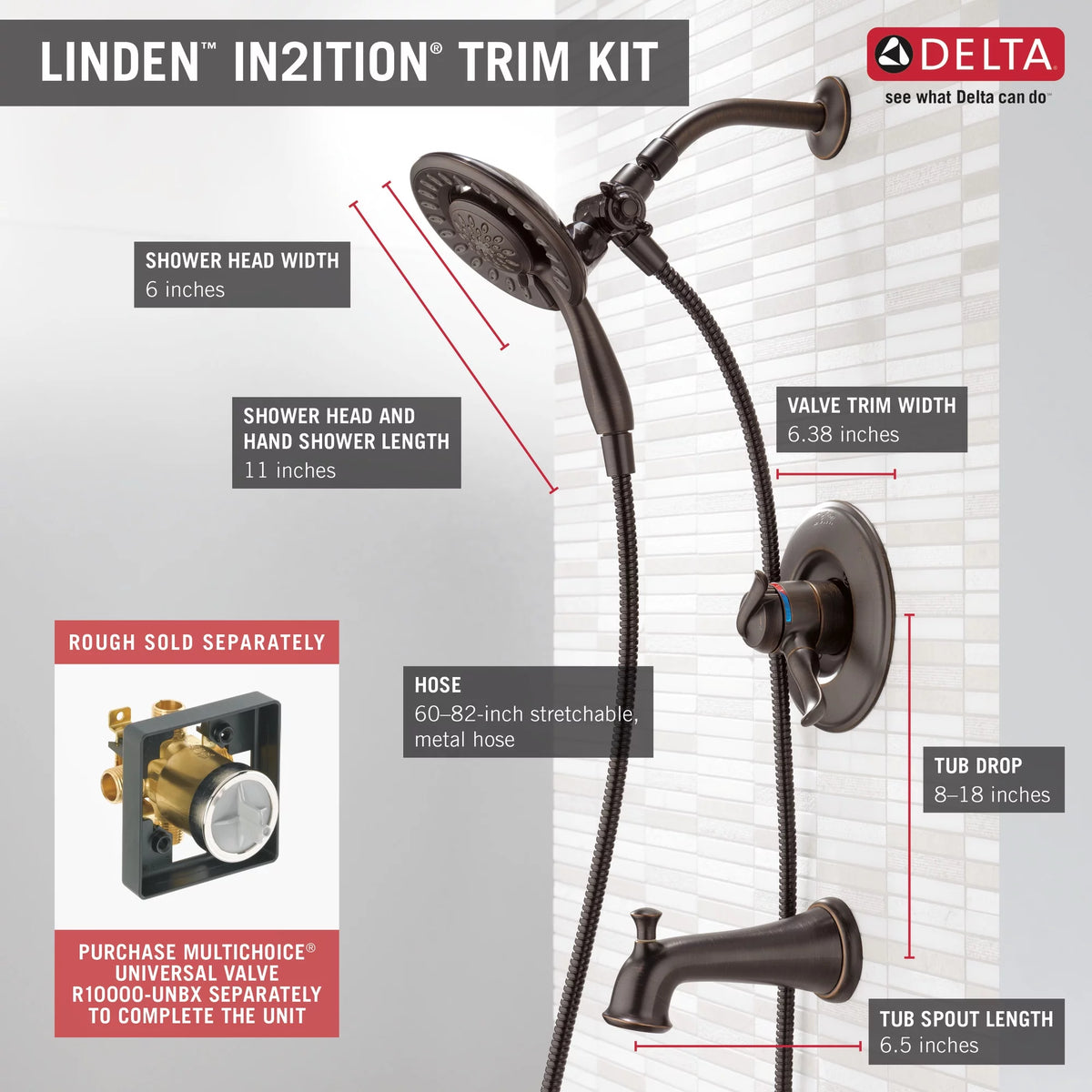 Tub & Shower Trim with In2ition in Venetian Bronze Faucet T2844