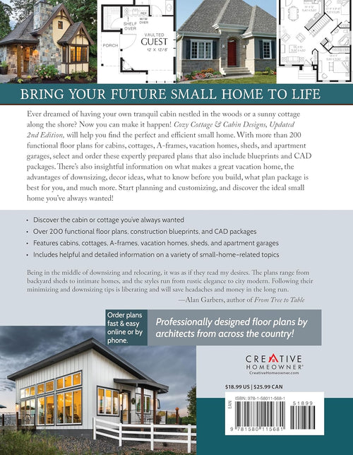 200+ Cottages, Cabins, A-Frames, Vacation Homes, Apartment Garages, Sheds & More Catalog of Plans T83353