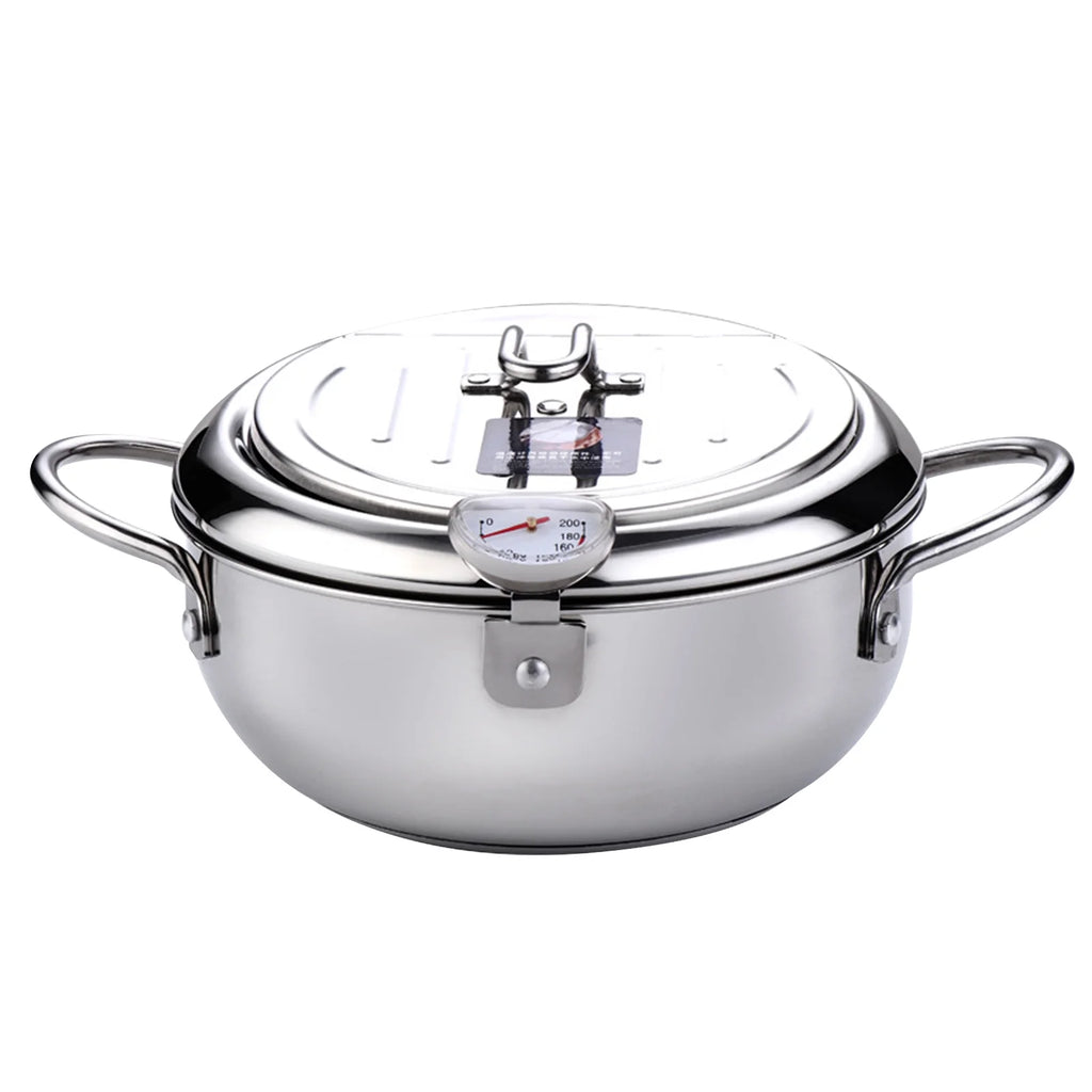 Stainless Steel Deep Fryer Pot with Oil Drip Drainer Rack H1220