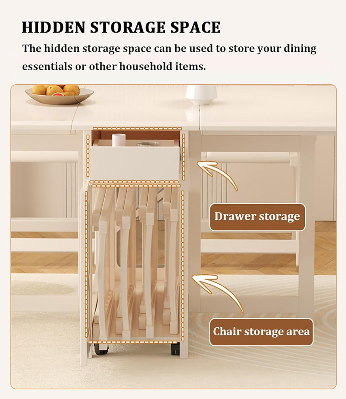 Folding Dining Table with 4 Chairs and 1 Storage Drawer P26368