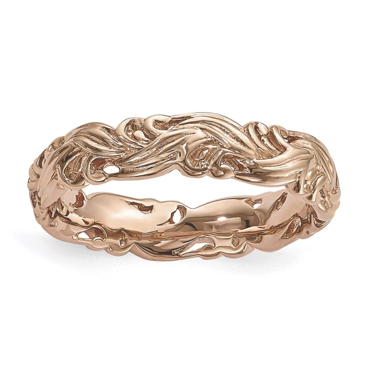 Sterling Silver Pink-plated Carved Band, Size 5 L6236