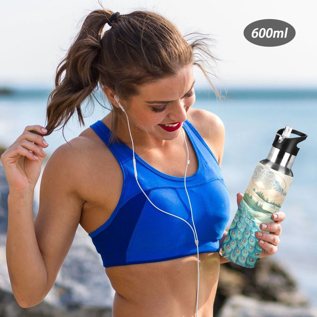 Stainless Steel Insulated Thermos Vacuum Flask Water Bottle with Straw Lid R404