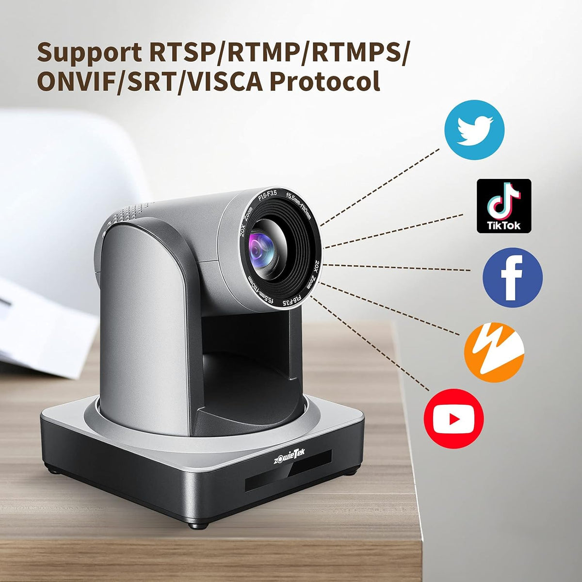 White PTZ IP Camera with Simultaneous HDMI and 3G-SDI Outputs A214