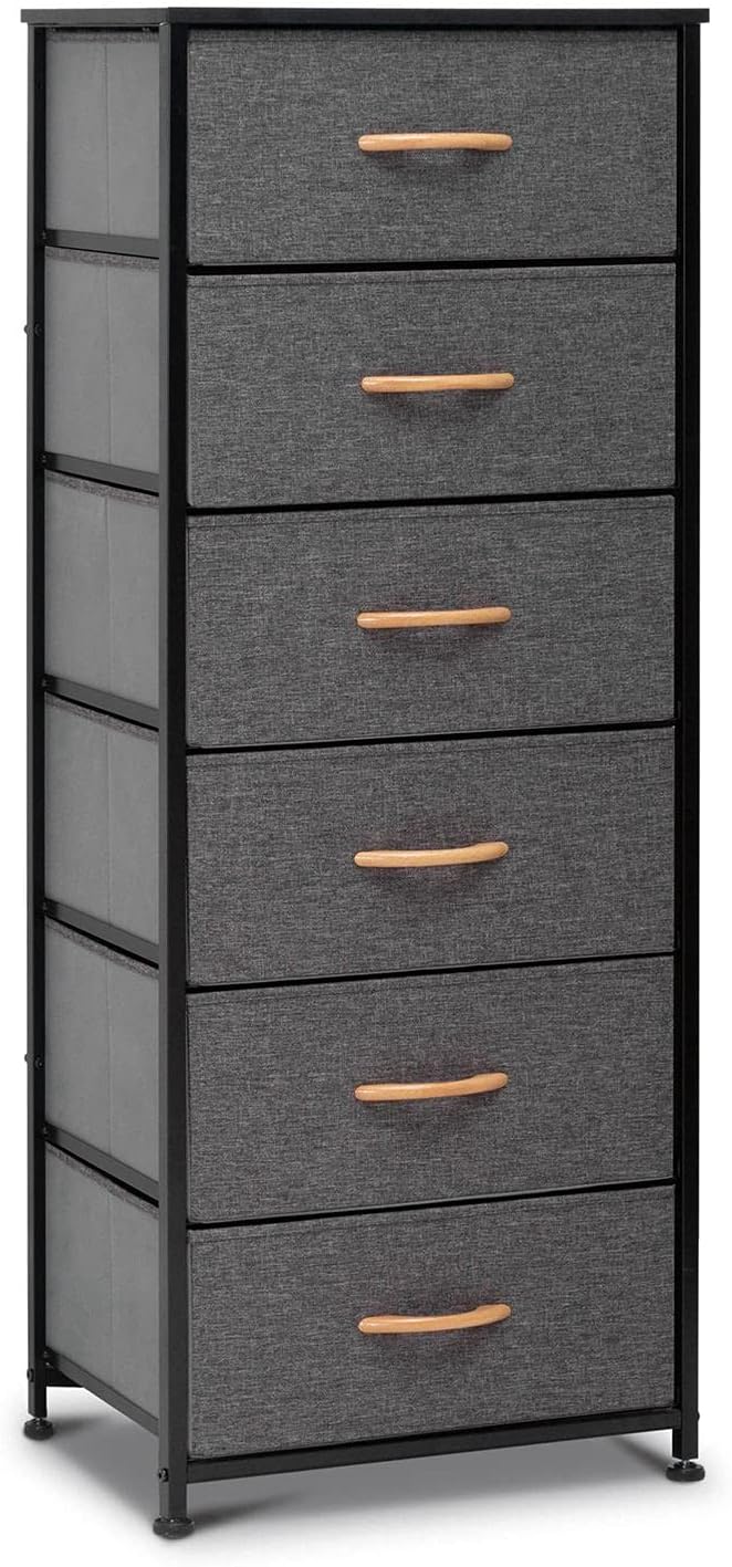 6 Drawers Fabric Dresser with Metal Frame and Wooden Top F30175